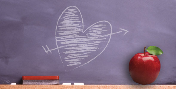 Chalboard with a heart and arrow drawn with chalk