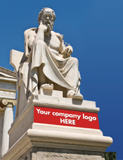 Greek Statue that says "Your company logo HERE"