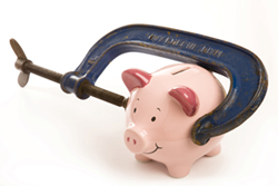 Piggy bank with vice grip